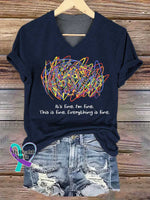 Women’s It’s Fine. I’m Fine. This Is Fine. Everything Is Fine. V-neck Casual T-Shirt Blue / S