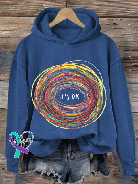 Women’s It’s Ok Print Casual Sweatshirt Blue / S