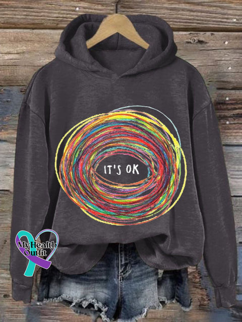 Women’s It’s Ok Print Casual Sweatshirt Dark Grey / S