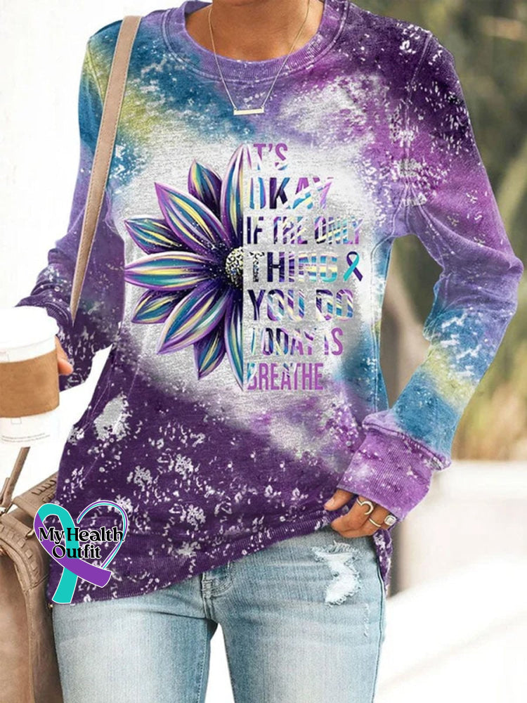 Women’s It’s Okay If The Only Thing You Do Today Is Breathe Long Sleeve Tops Multicolor / S