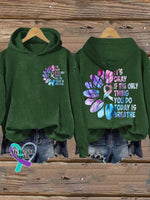 Women’s It’s Okay If The Only Thing You Do Today Is Breathe Print Casual Hoodie Green / S