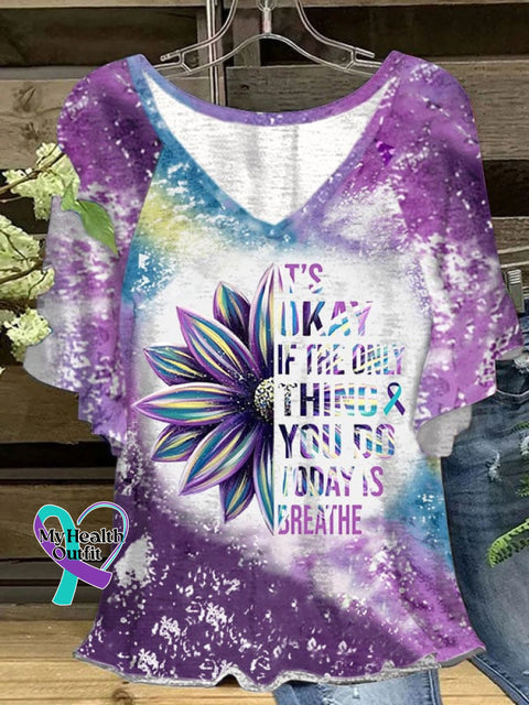 Women’s It’s Okay If The Only Thing You Do Today Is Breathe Print Casual T-Shirt Picture 1 / S