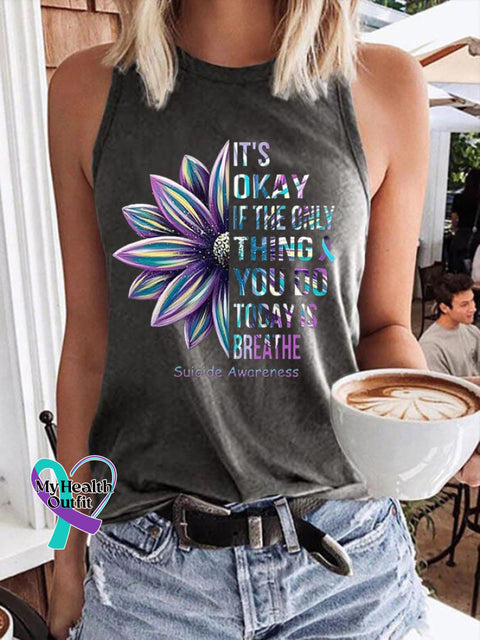 Women’s It’s Okay If The Only Thing You Do Today Is Breathe Print Classic Vest Grey / S