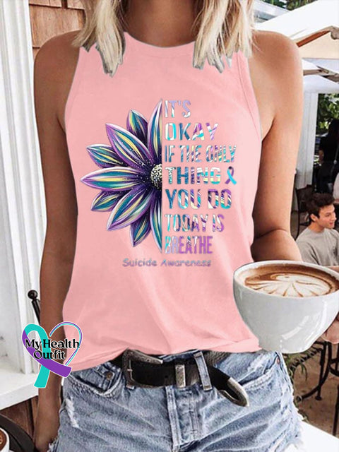 Women’s It’s Okay If The Only Thing You Do Today Is Breathe Print Classic Vest Pink / S