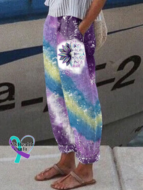 Women’s It’s Okay If The Only Thing You Do Today Is Breathe Sunflower Print Casual Trousers