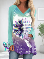 Women’s It’s Okay If The Only Thing You Do Today Is Breathe Sunflower V-Neck Long Sleeve