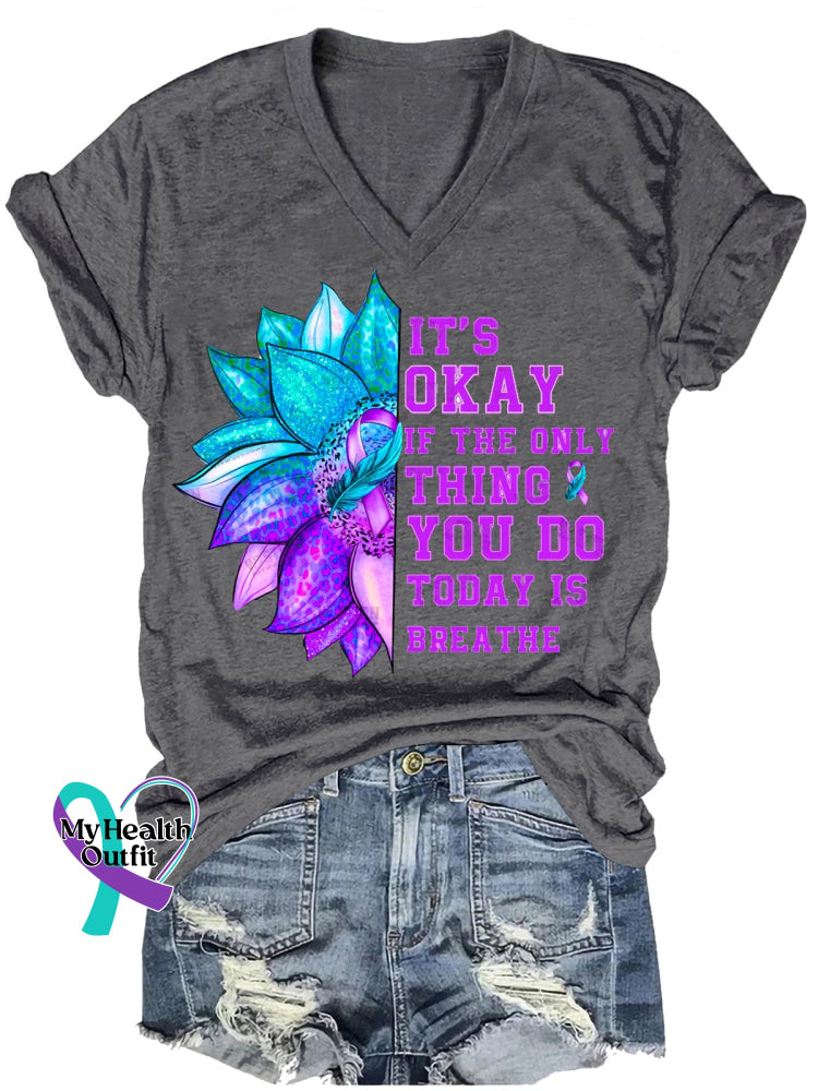 Women’s It’s Okay If The Only Thing You Do Today Is Breathe T-Shirt Gray / S