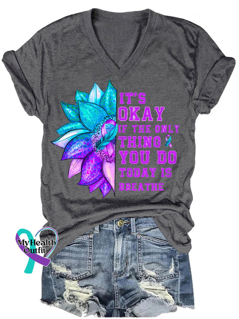 Women’s It’s Okay If The Only Thing You Do Today Is Breathe T-Shirt Gray / S