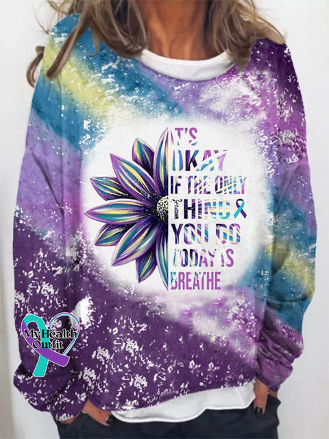 Women’s It’s Okay Sunflower Print Pullover Sweatshirt Picture 1 / S
