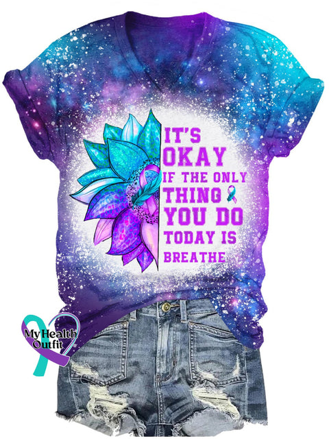 Women’s It’s Okay Sunflower Print Short Sleeve T-Shirt Multicolor / S