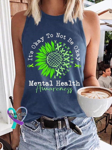 Women’s It’s Okay To Be Not Printed Tank Top Blue / S