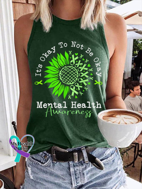 Women’s It’s Okay To Be Not Printed Tank Top Green / S