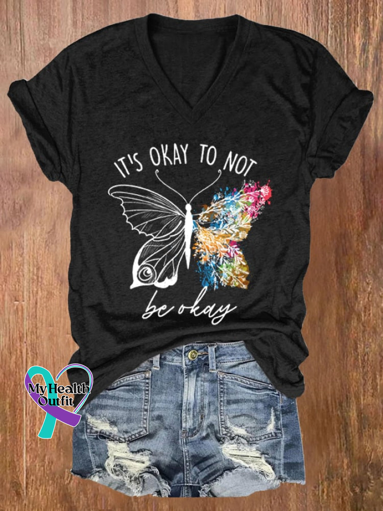 Women’s It’s Okay To Not Be Print T-Shirt Black / S