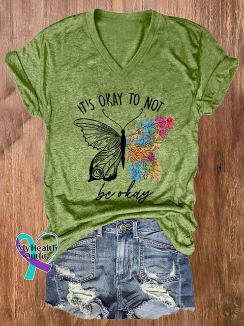 Women’s It’s Okay To Not Be Print T-Shirt Green / S