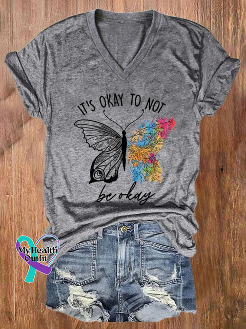 Women’s It’s Okay To Not Be Print T-Shirt Grey / S