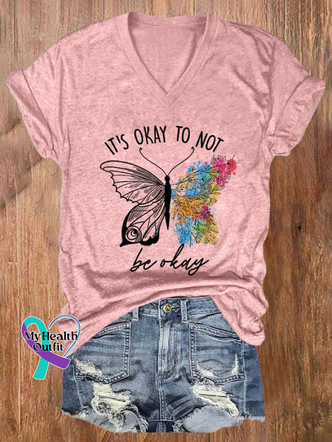 Women’s It’s Okay To Not Be Print T-Shirt Pink / S