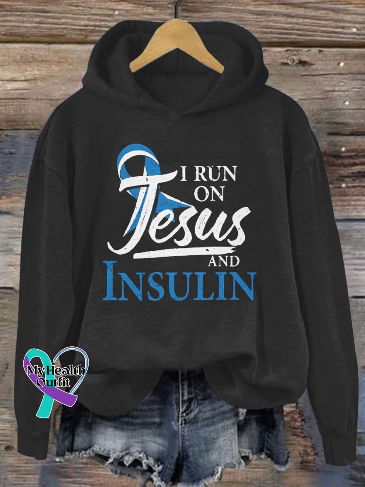 Women’s Jesus Diabetes Awareness Print Casual Sweatshirt Black / S