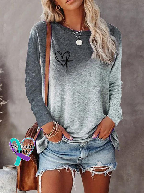 Women’s Jesus Has My Back Cross Art Print Casual Long Sleeve Sweatshirt