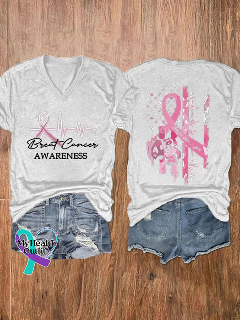 Women’s Just Breathe Breast Cancer Printed Casual T-Shirt Pink / S