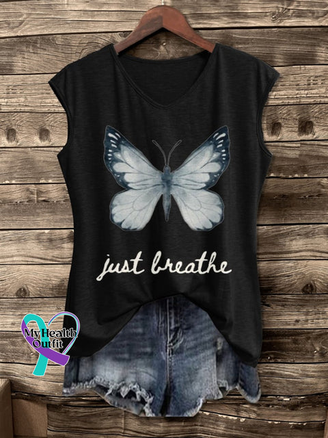 Women’s Just Breathe Butterfly Print Vest Black / S