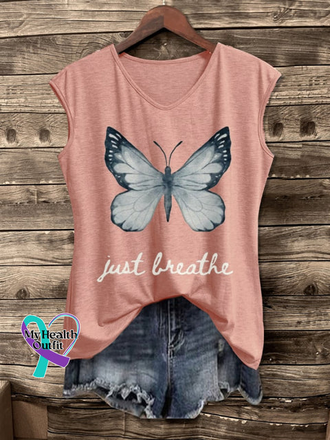 Women’s Just Breathe Butterfly Print Vest Pink / S