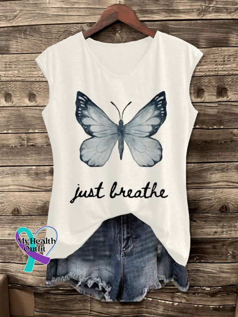 Women’s Just Breathe Butterfly Print Vest White / S
