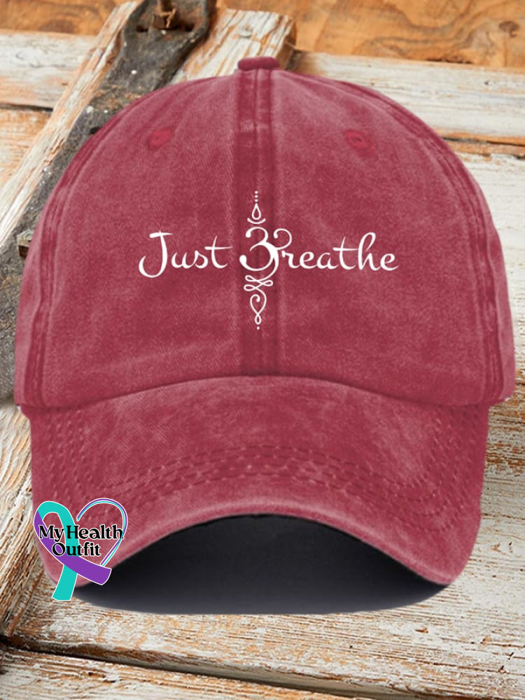Women’s Just Breathe Print Casual Baseball Cap Red / One-Size