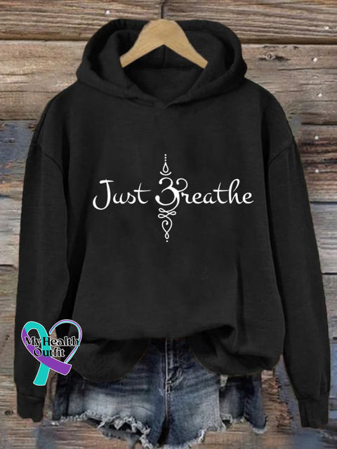Women’s Just Breathe Print Casual Sweatshirt Black / S