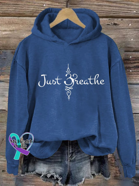 Women’s Just Breathe Print Casual Sweatshirt Blue / S