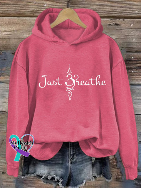 Women’s Just Breathe Print Casual Sweatshirt Dark Pink / S