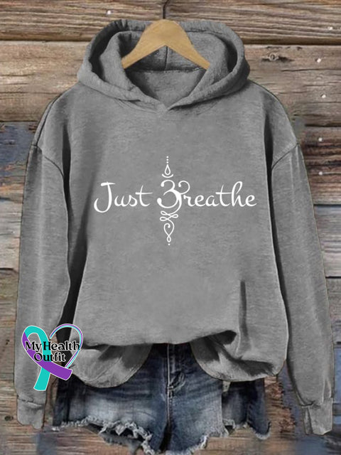 Women’s Just Breathe Print Casual Sweatshirt Light Grey / S