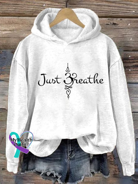 Women’s Just Breathe Print Casual Sweatshirt White / S