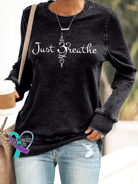 Women’s Just Breathe Print Sweatshirt Black / S