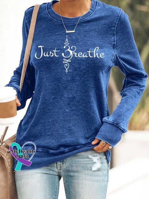 Women’s Just Breathe Print Sweatshirt Blue / S