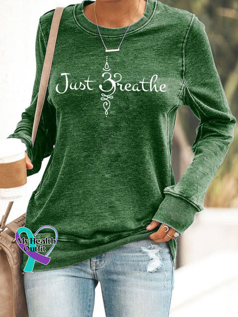 Women’s Just Breathe Print Sweatshirt Green / S