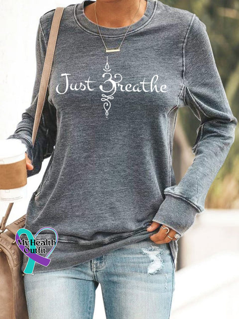 Women’s Just Breathe Print Sweatshirt Grey / S