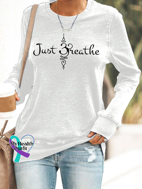 Women’s Just Breathe Print Sweatshirt White / S