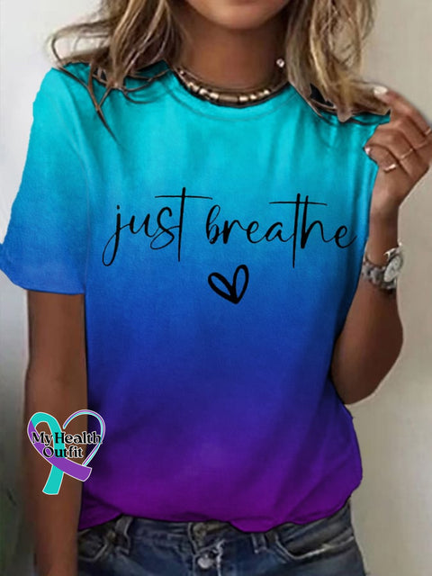 Women’s Just Breathe Print T-Shirt As Shown / S