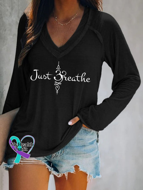 Women’s Just Breathe Print T-Shirt Black / S