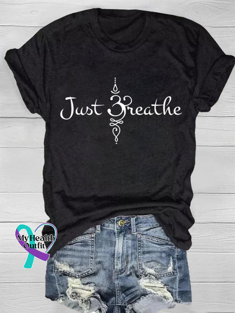 Women’s Just Breathe Print T-Shirt Black / S