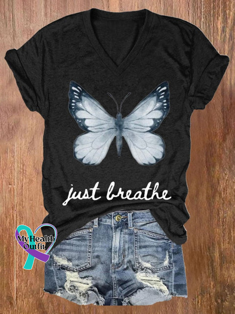 Women’s Just Breathe Print T-Shirt Black / S