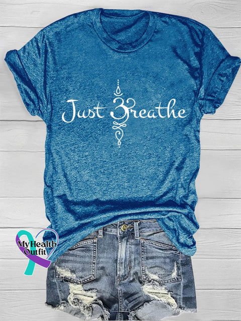Women’s Just Breathe Print T-Shirt Blue / S