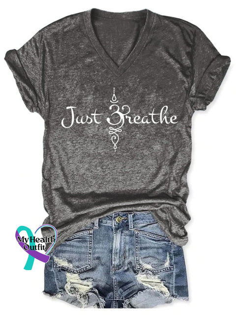 Women’s Just Breathe Print T-Shirt Dark Grey / S