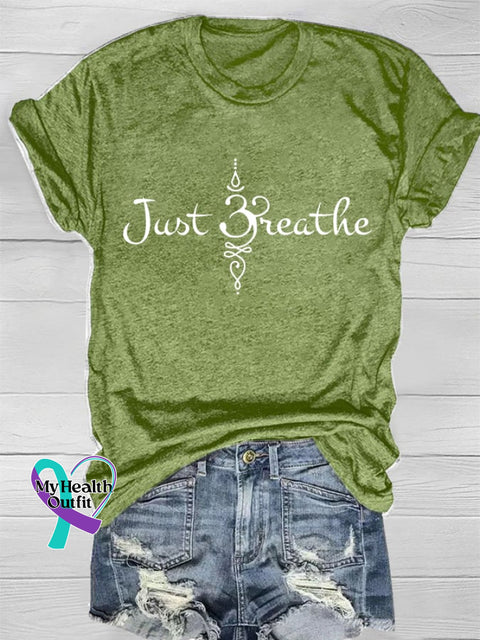 Women’s Just Breathe Print T-Shirt Green / S