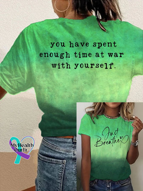 Women’s Just Breathe Print T-Shirt Picture 2 / S