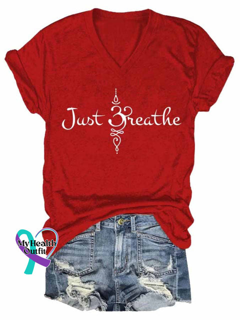 Women’s Just Breathe Print T-Shirt Red / S