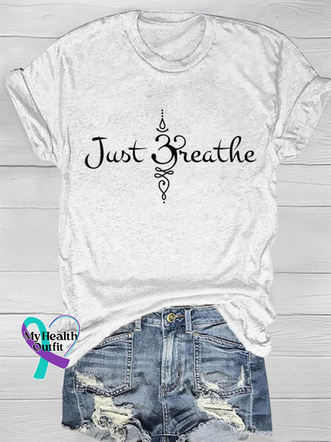Women’s Just Breathe Print T-Shirt White / S