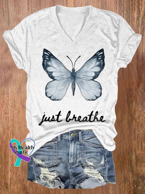 Women’s Just Breathe Print T-Shirt White / S