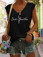 Women’s Just Breathe Print Tank Top Black / S