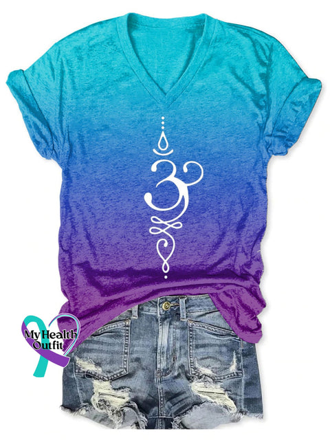 Women’s Just Breathe Print V-Neck Casual T-Shirt As Shown / S